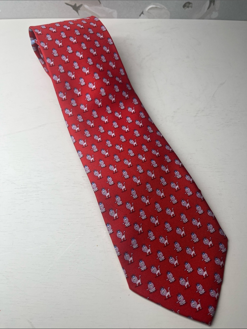 Salvatore Ferragamo Silk Tie Lions With a Crown